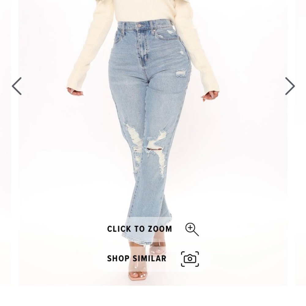 FashionNova distressed mom jeans
